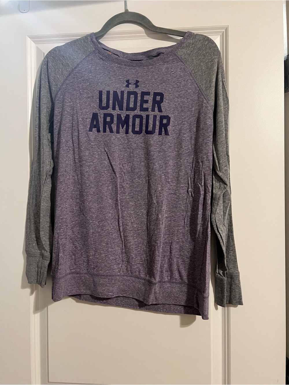 Under Armour Purple and Gray Long-Sleeve Raglan Logo Tee